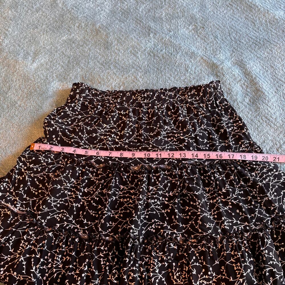 Ava Christine black floral tiered skirt size L - Picture 7 of 8